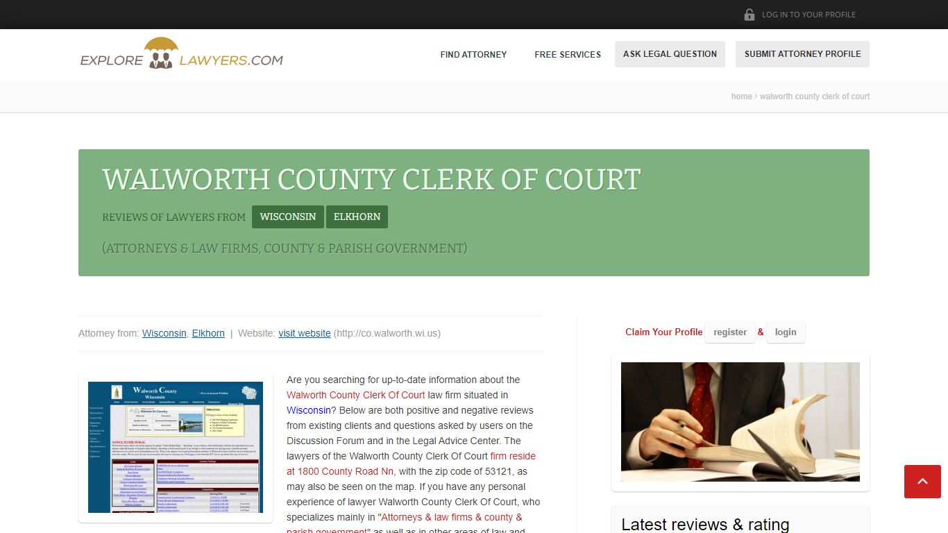 Walworth County Clerk Of Court | Lawyer from Elkhorn, Wisconsin ...